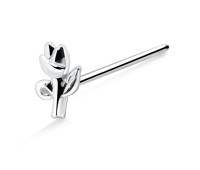 Rose with Leaves Shaped Silver Straight Nose Stud NSKA-1003